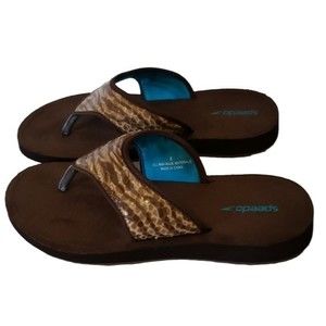 SPEEDO FLIP-FLOPS REPTILE PATTERN TRENDY COMFORT WOMEN'S SIZE 8